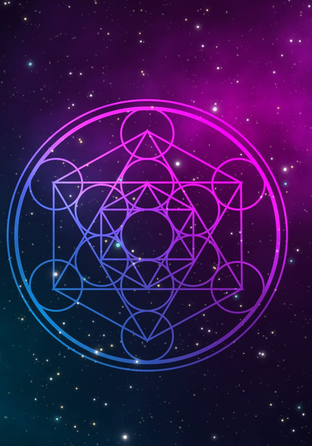Hexagon formation sign with beauty of stars field in universe.