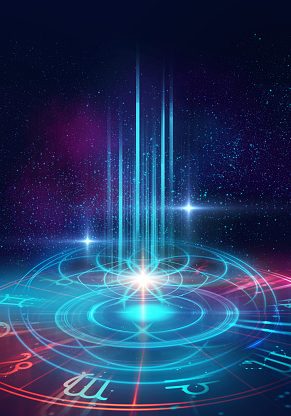 astrology and spirituality themes. Matter, space and time. Science in Universe. Golden  ratio.